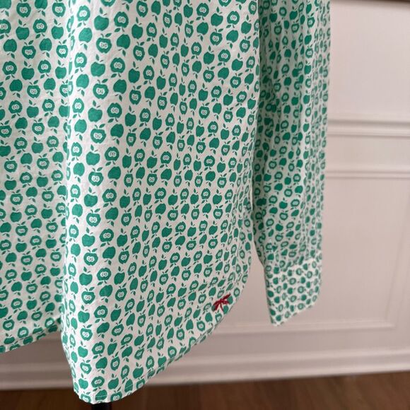 Talbots Green Apple Novelty Print 100% Cotton Half Button Popover Shirt 10 - Picture 4 of 8